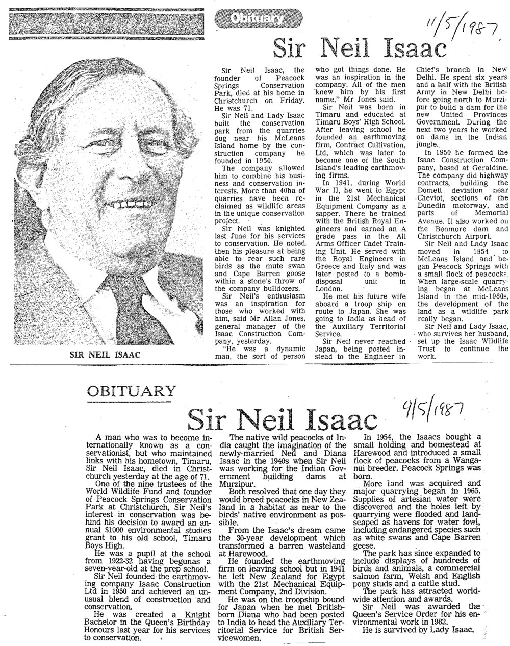 Obituary: Sir Neil Issac