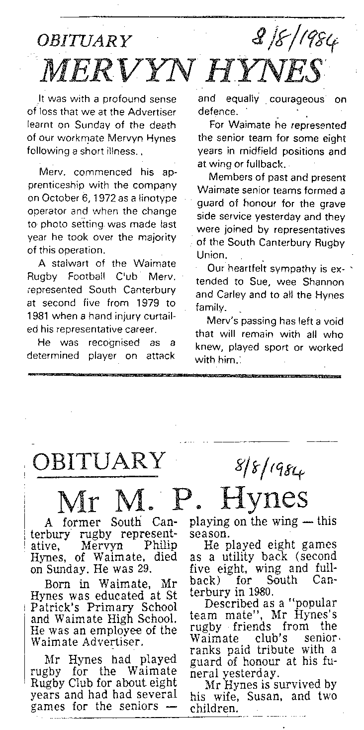 Obituary: Mervyn Hynes