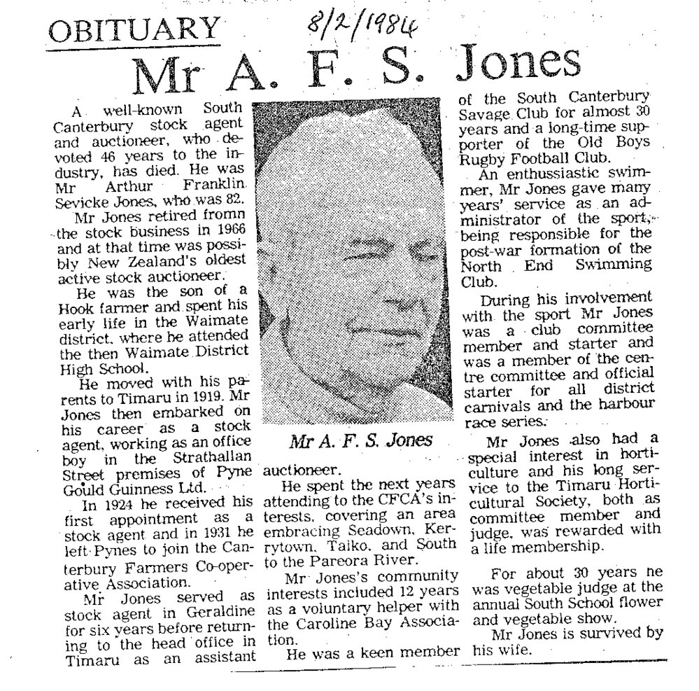 Obituary: Mr A F S Jones