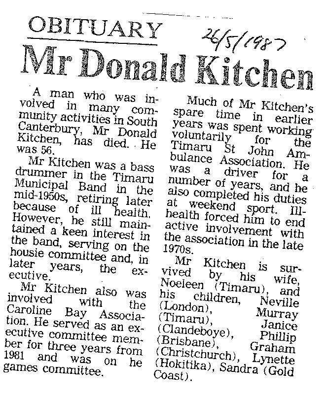 Obituary: Mr Donald Kitchen