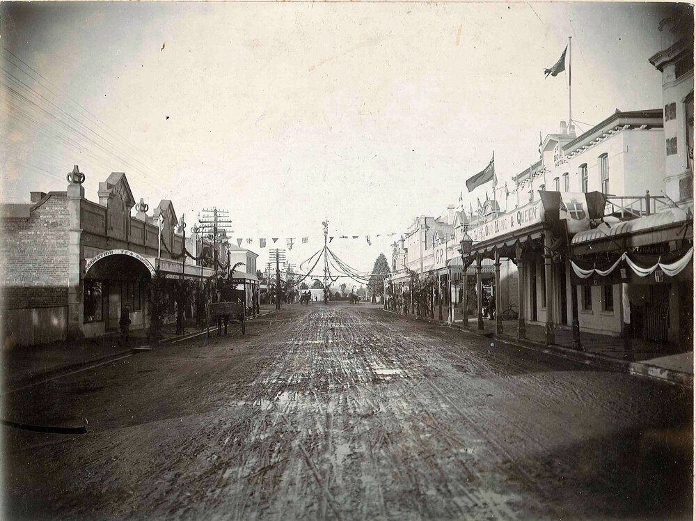 King Street Temuka Coronation Decorations, 1911