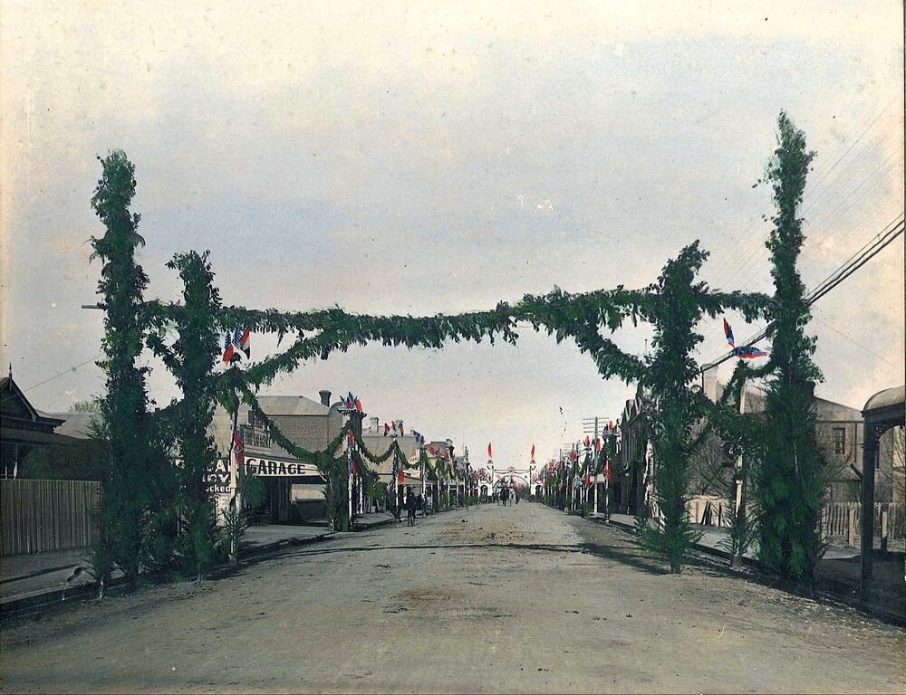 King Street Temuka Coronation Decorations, 1902