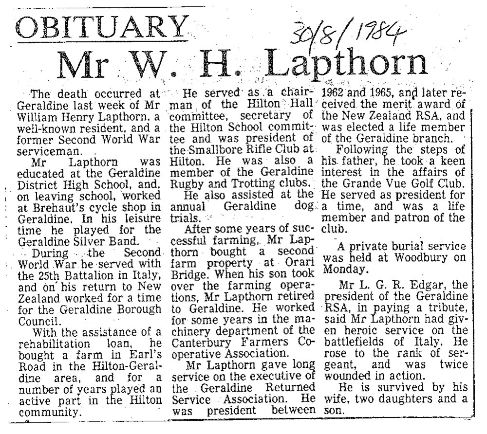 Obituary: Mr W H Lapthorn