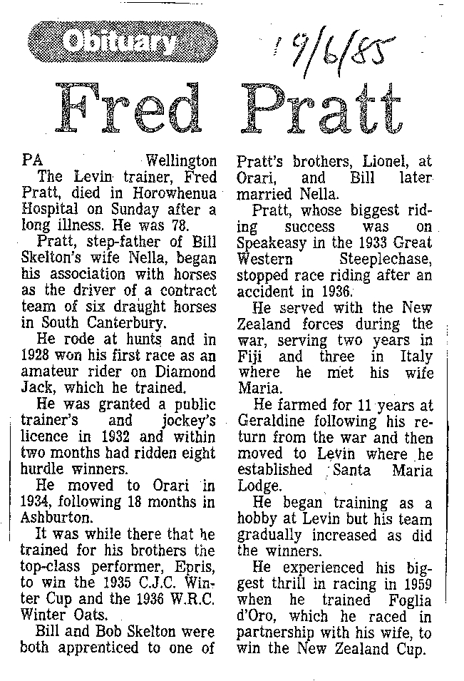 Obituary: Fred Pratt