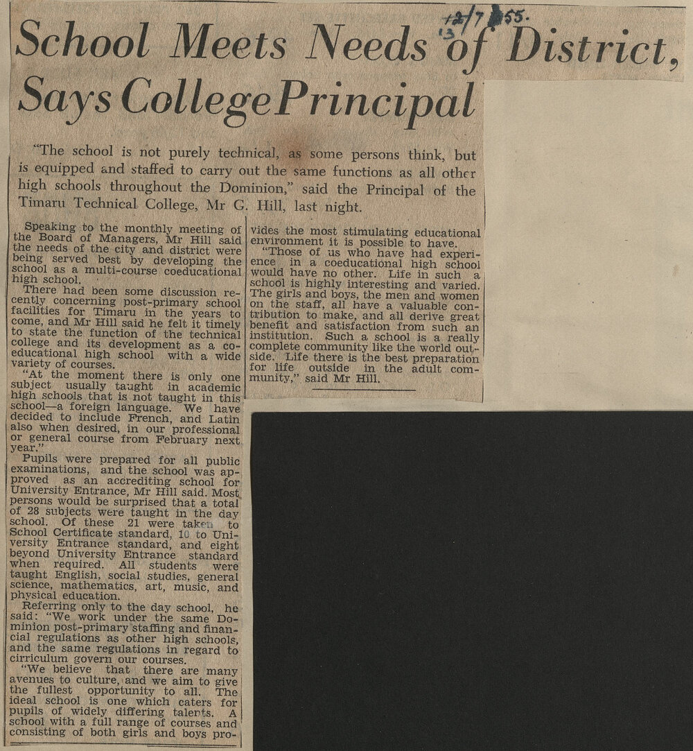 School Meets Needs of District Says College Principal