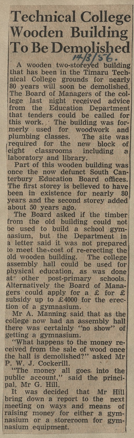 Technical College Wooden Building to be Demolished