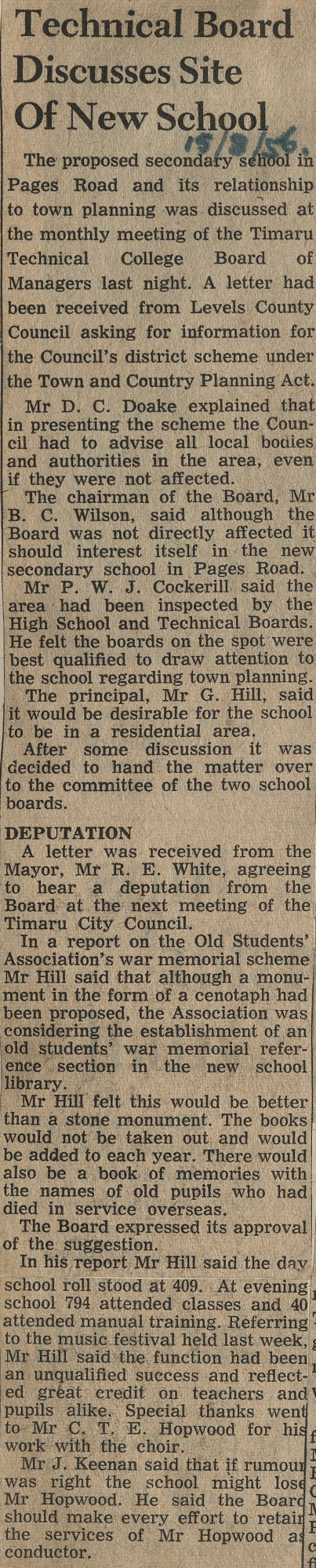 Technical Board Discusses Site of New School