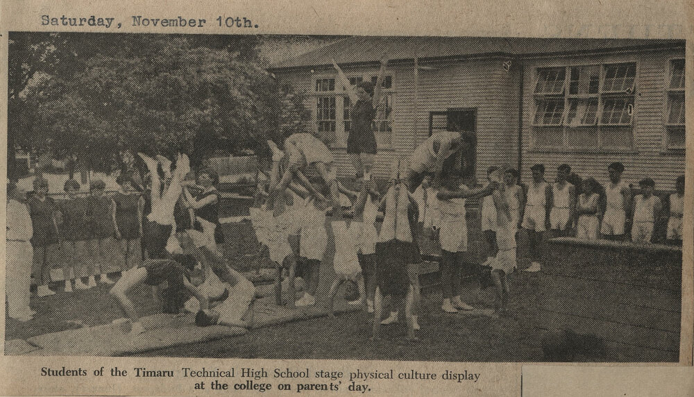 Students of the Timaru Technical High School stage physical culture display