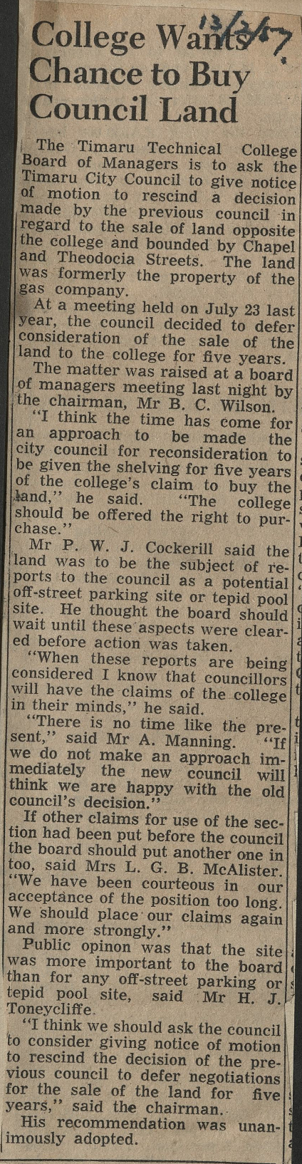 College Wants Chance to Buy Council Land
