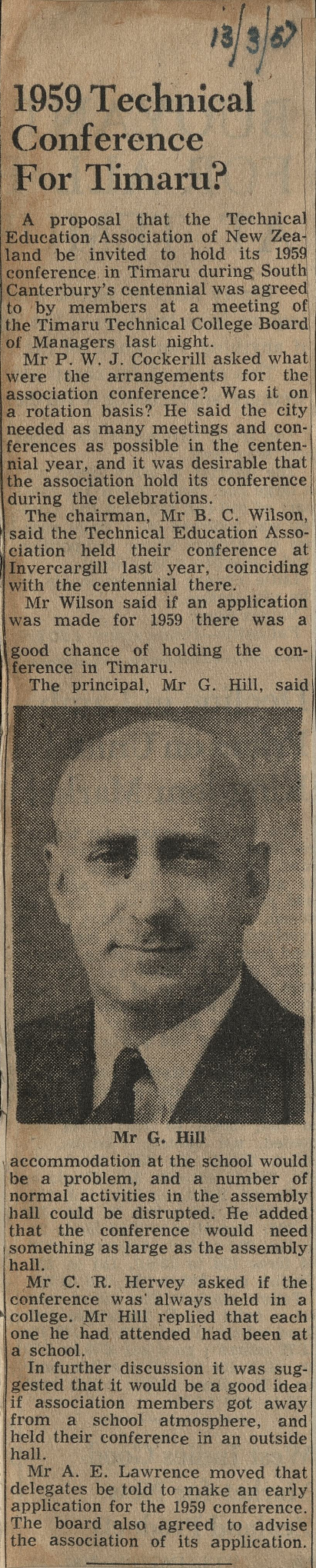 1959 Technical Conference For Timaru?