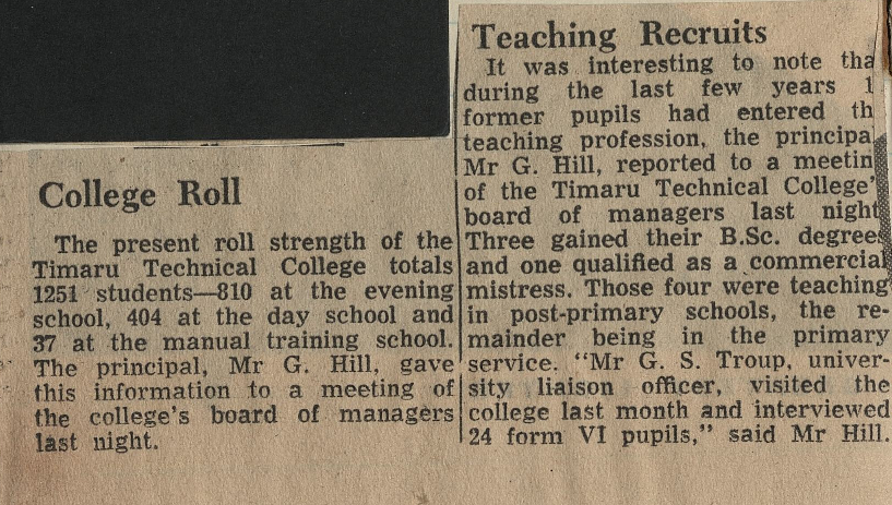 College Roll / Teaching Recruits