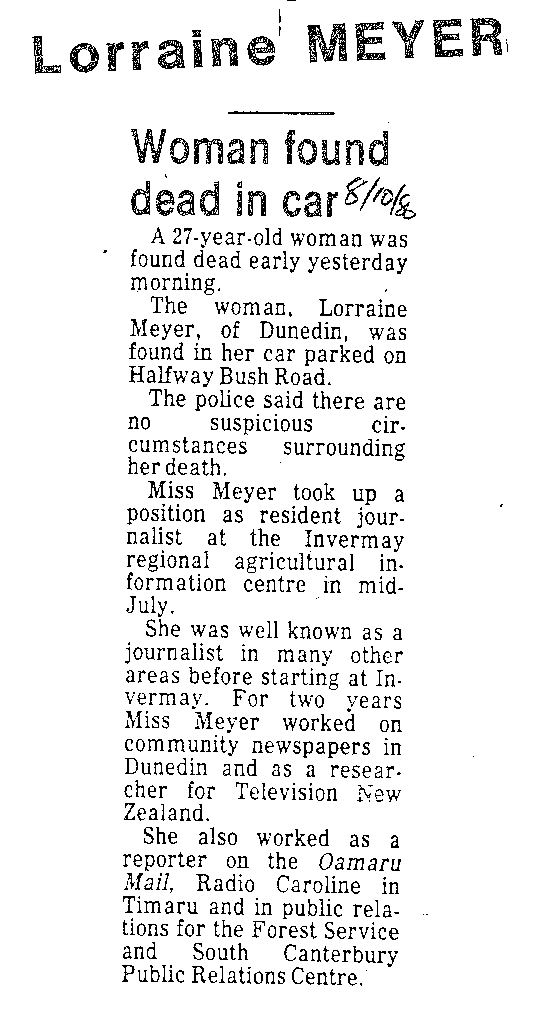 Obituary: Lorraine Meyer, Woman found dead in car