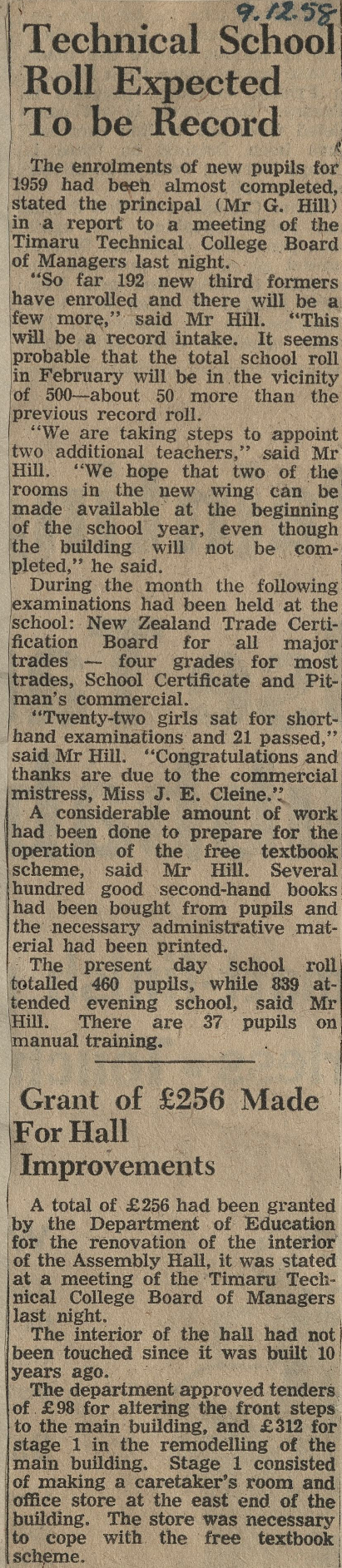 Technical School Roll Expected To be Record
