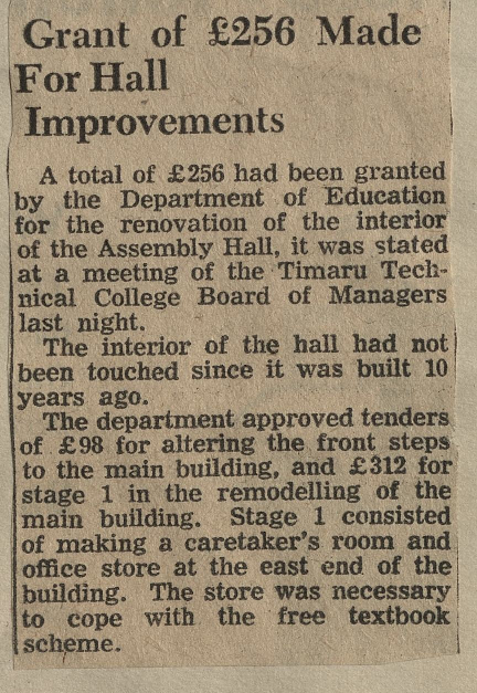 Grant of &pound;256 Made For Hall Improvements