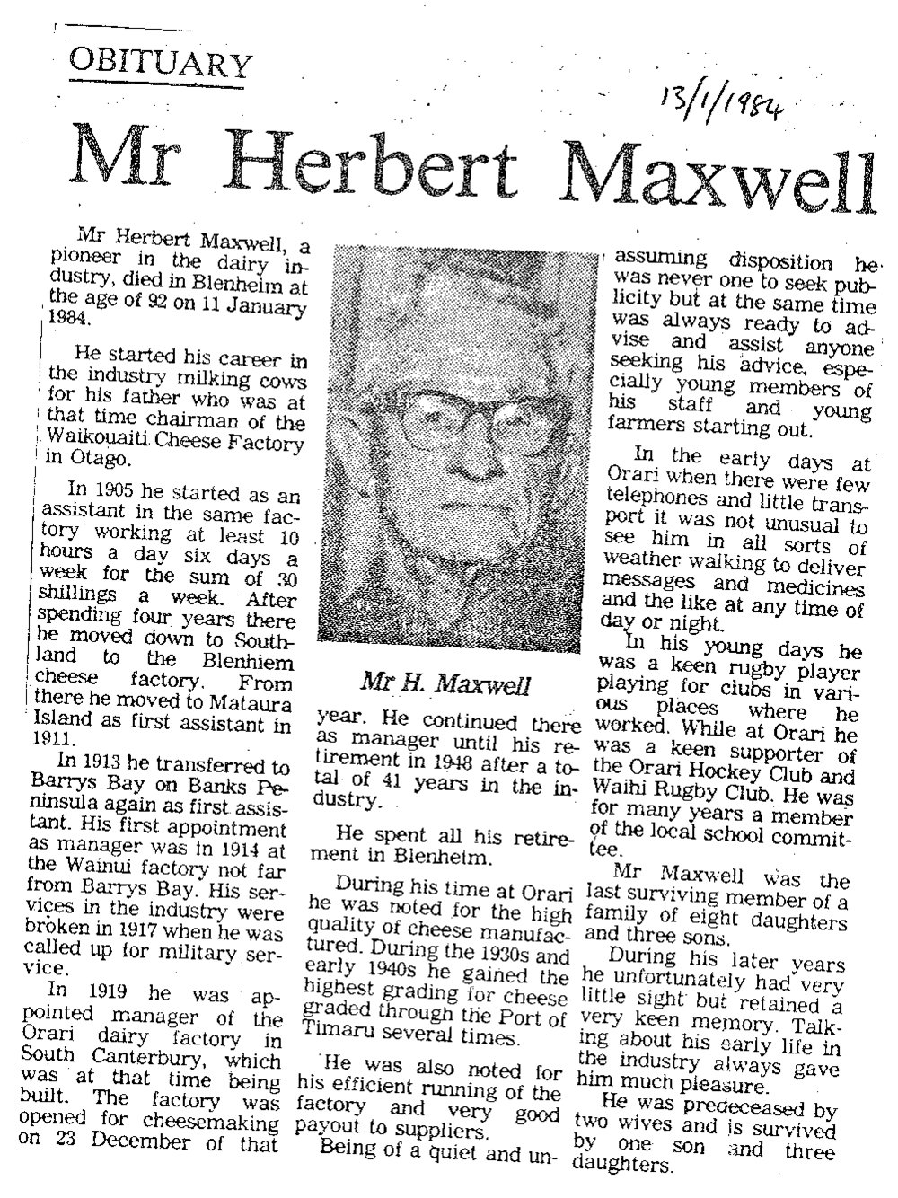Obituary: Mr Herbert Maxwell