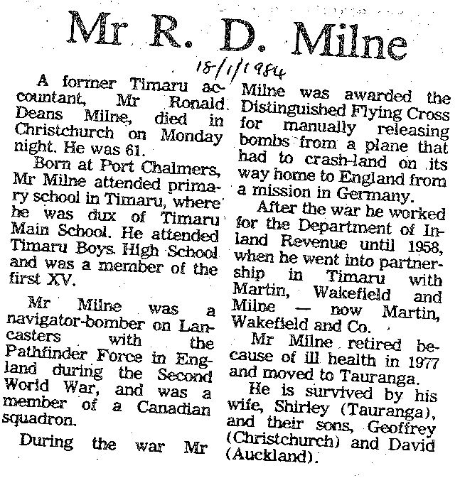 Obituary: Mr R D Milne