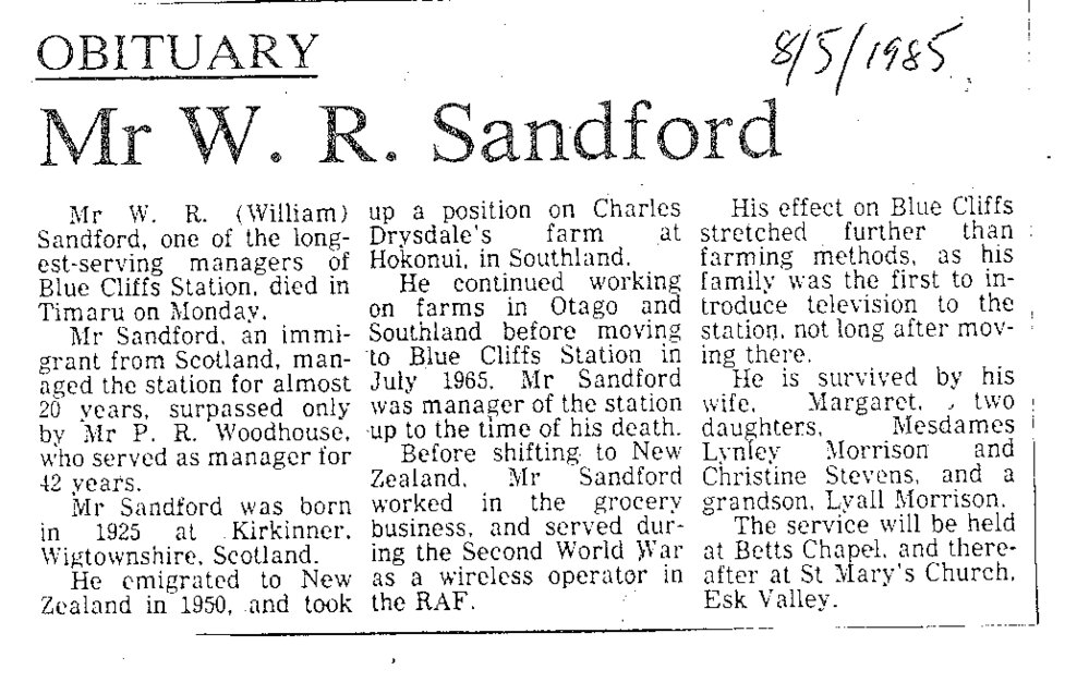 Obituary: Mr W R Sandford