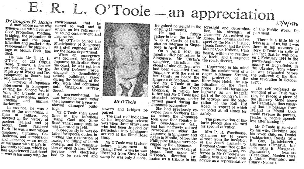 Obituary: E R L O'Toole - an appreciation