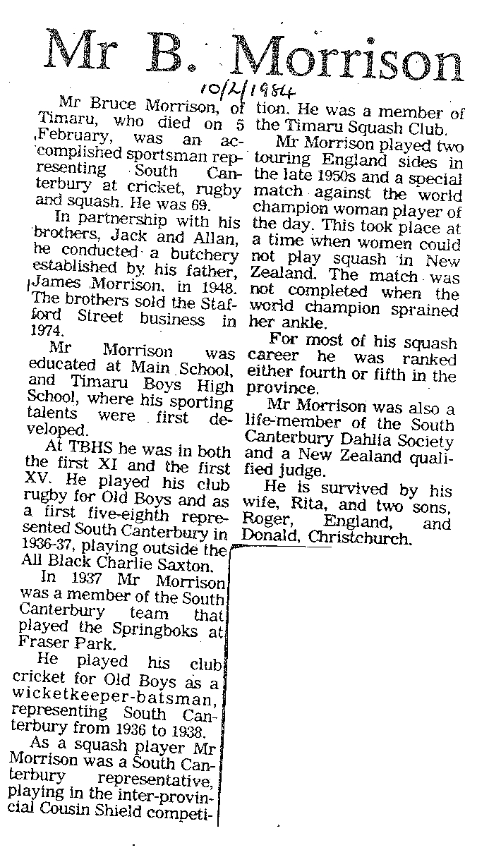 Obituary: Mr B Morrison