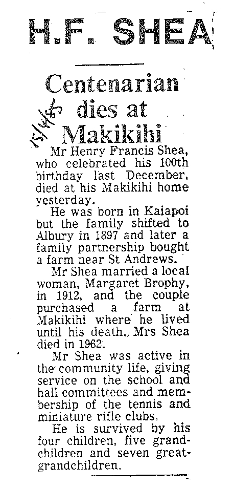 Obituary: H F Shea