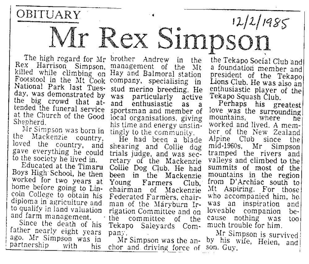 Obituary: Mr Rex Simpson