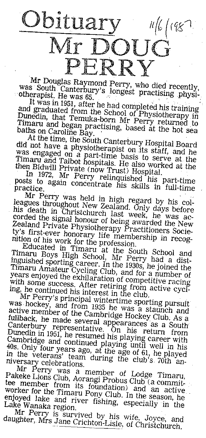 Obituary: Mr Doug Perry
