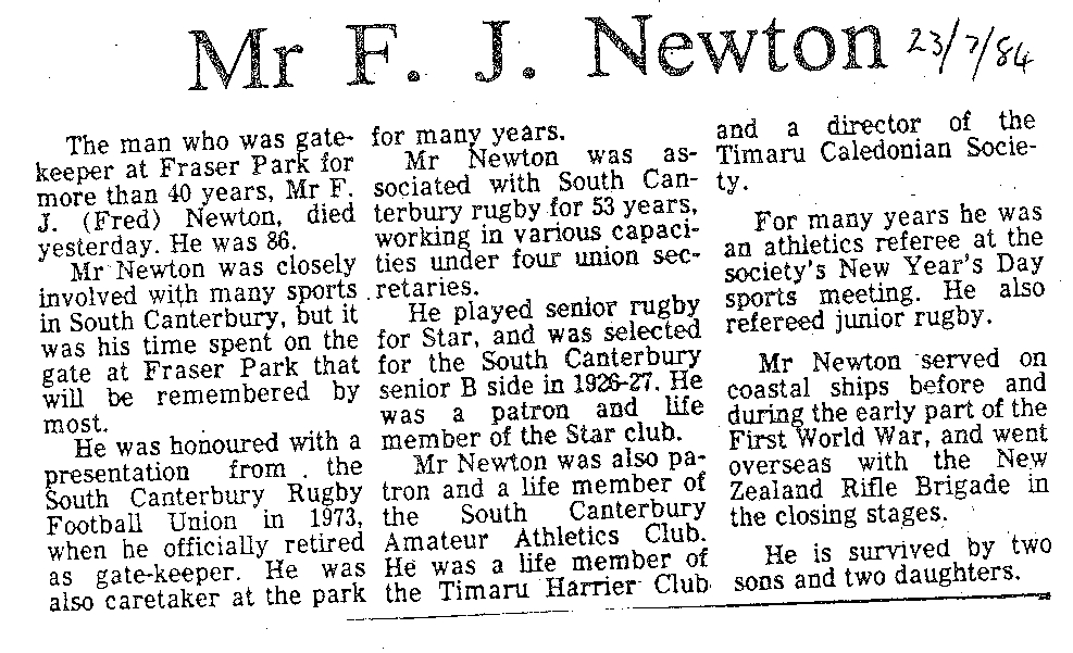 Obituary: Mr F J Newton