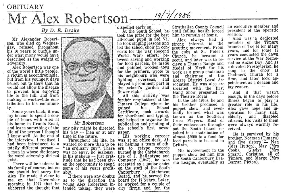 Obituary: Mr Alex Robertson
