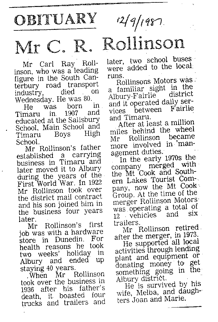 Obituary: Mr C R Rollinson
