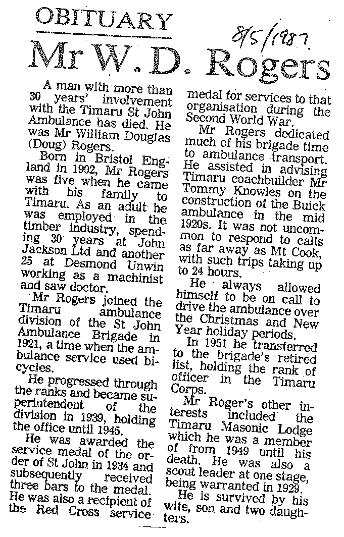Obituary: Mr W D Rogers