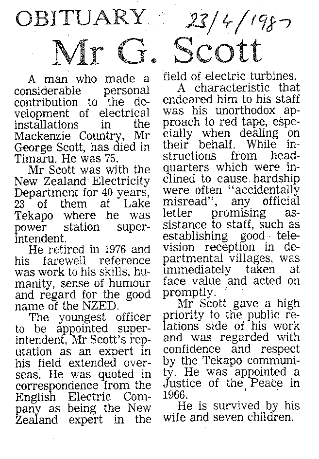 Obituary: Mr G Scott