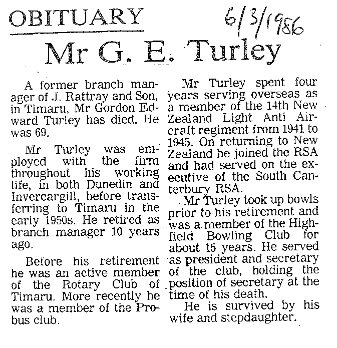 Obituary: Mr G E Turley