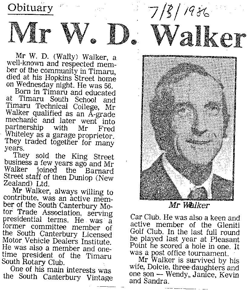 Obituary: Mr W D Walker