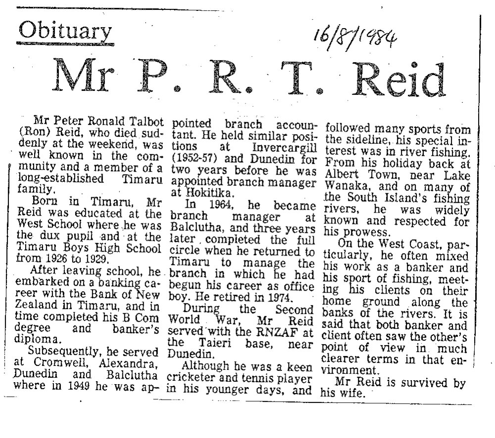 Obituary: Mr P R T Reid