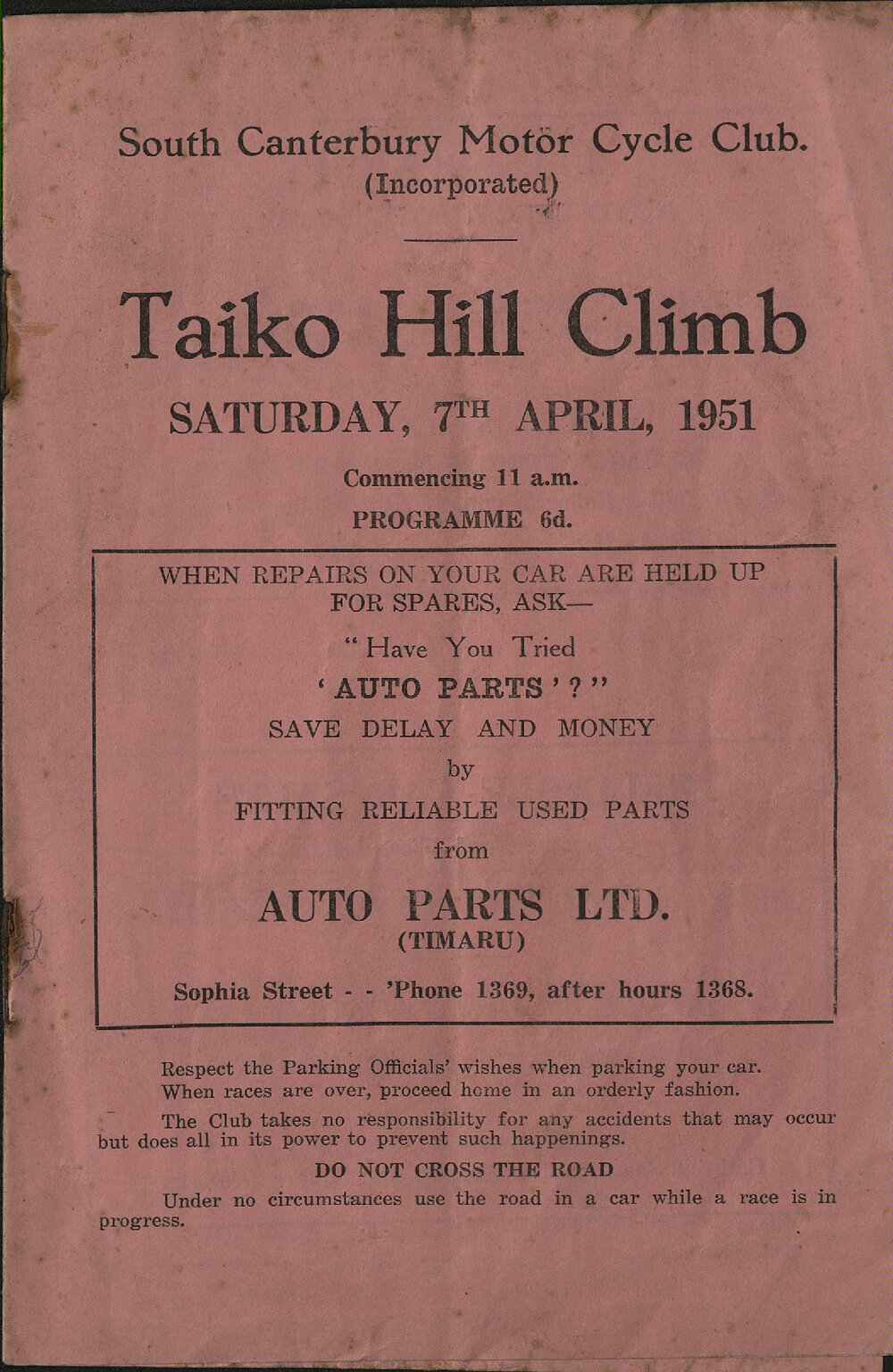 Taiko Hill Climb programme