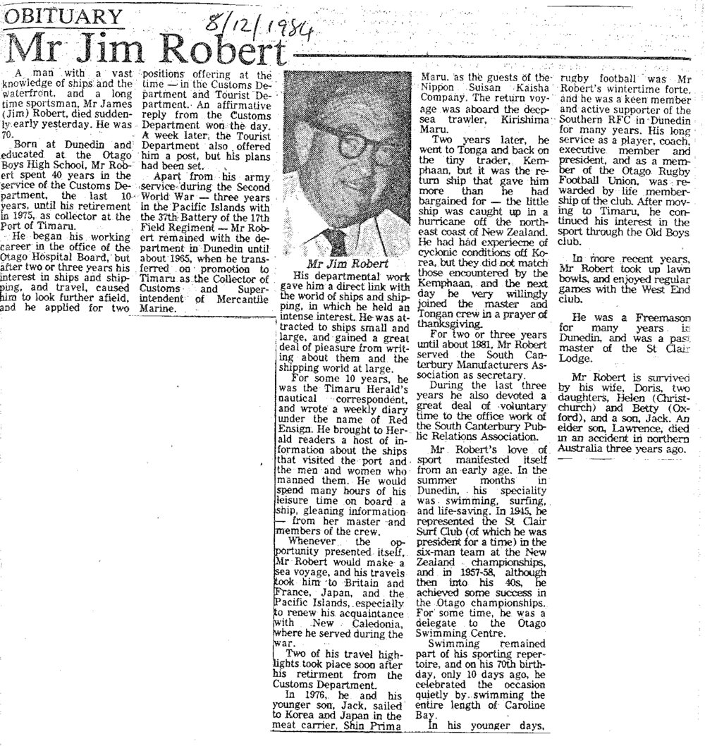 Obituary: Mr Jim Robert