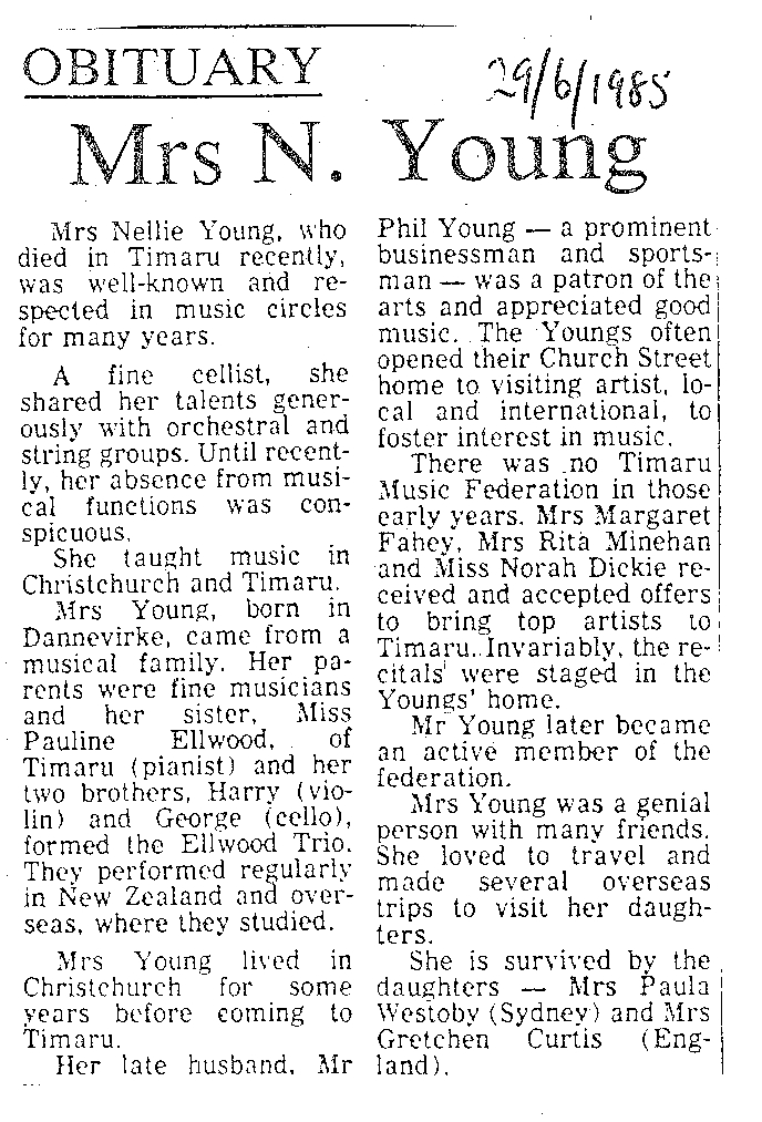 Obituary: Mrs N Young