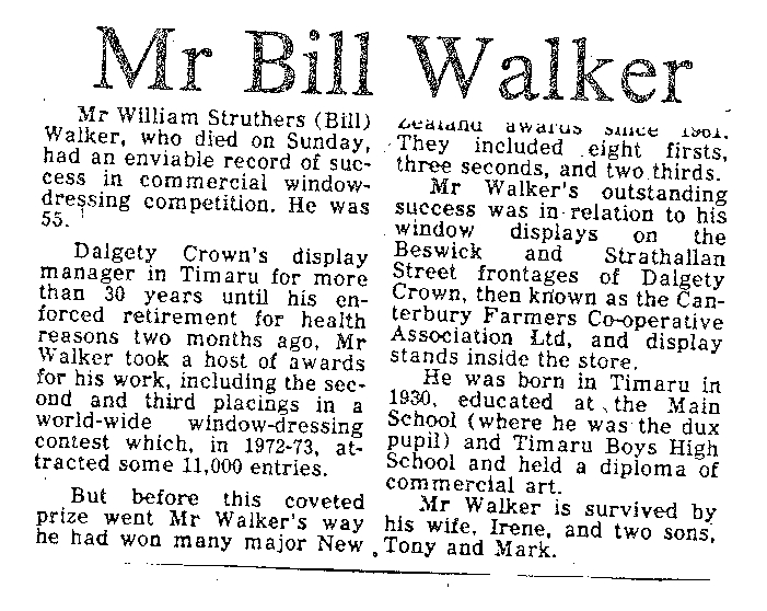 Obituary: Mr Bill Walker