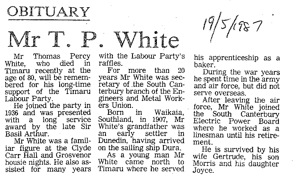 Obituary: Mr T P White