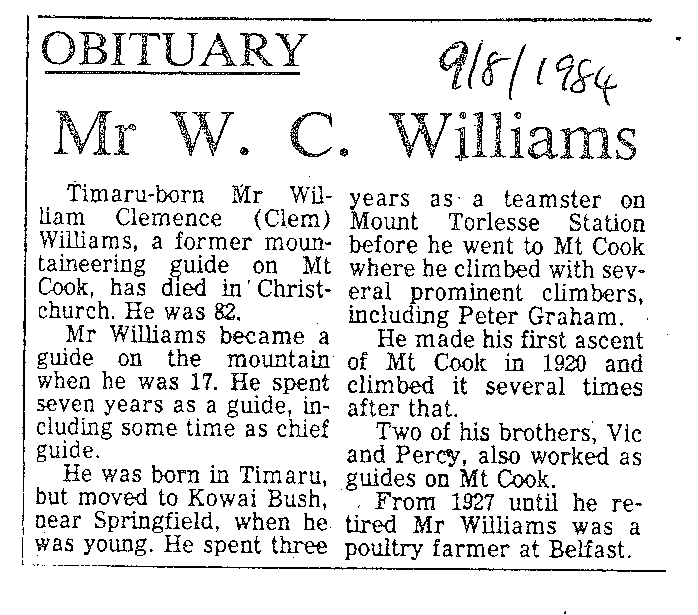 Obituary: Mr W C Williams