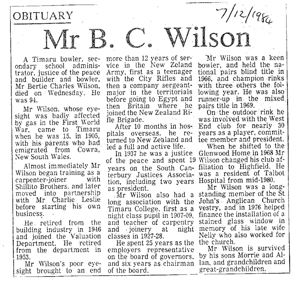 Obituary: Mr B C Wilson