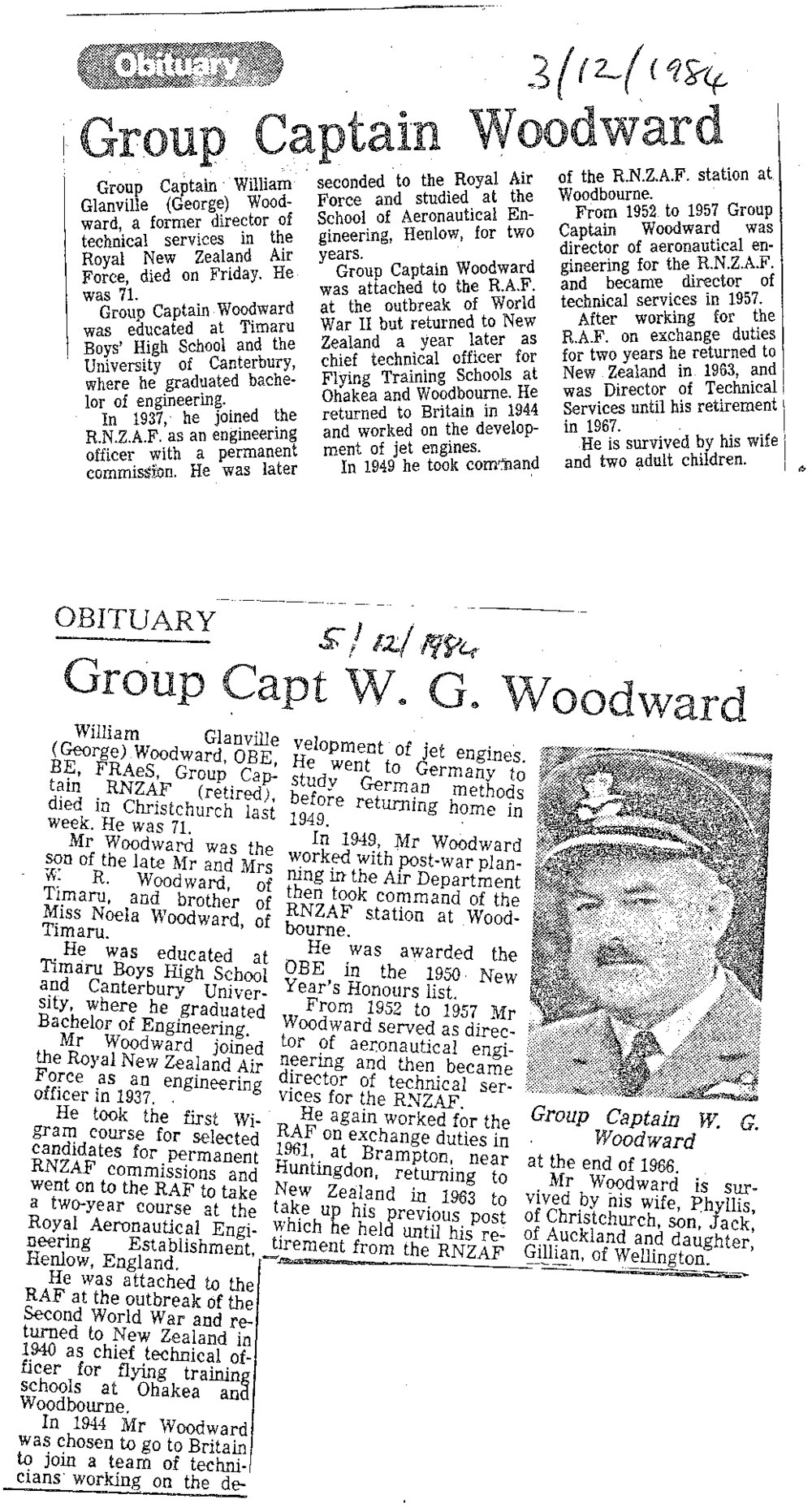 Obituary: Group Captain Woodward