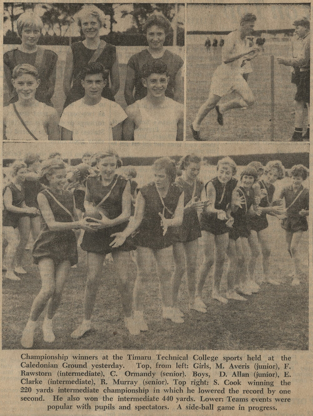 Championship winners at Timaru Technical College sports