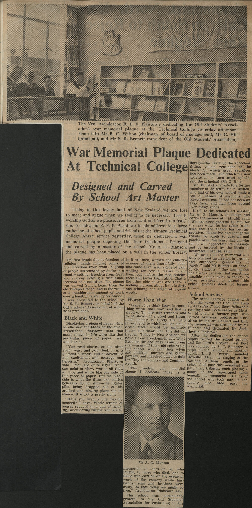 War Memorial Plaque Dedicated At Technical College