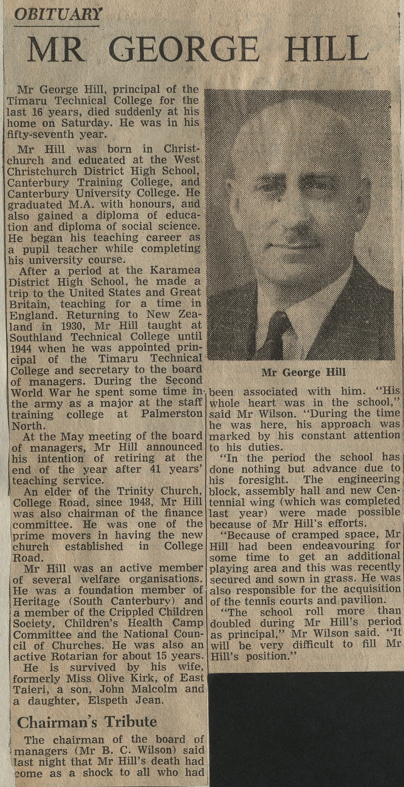 Obituary Mr George Hill