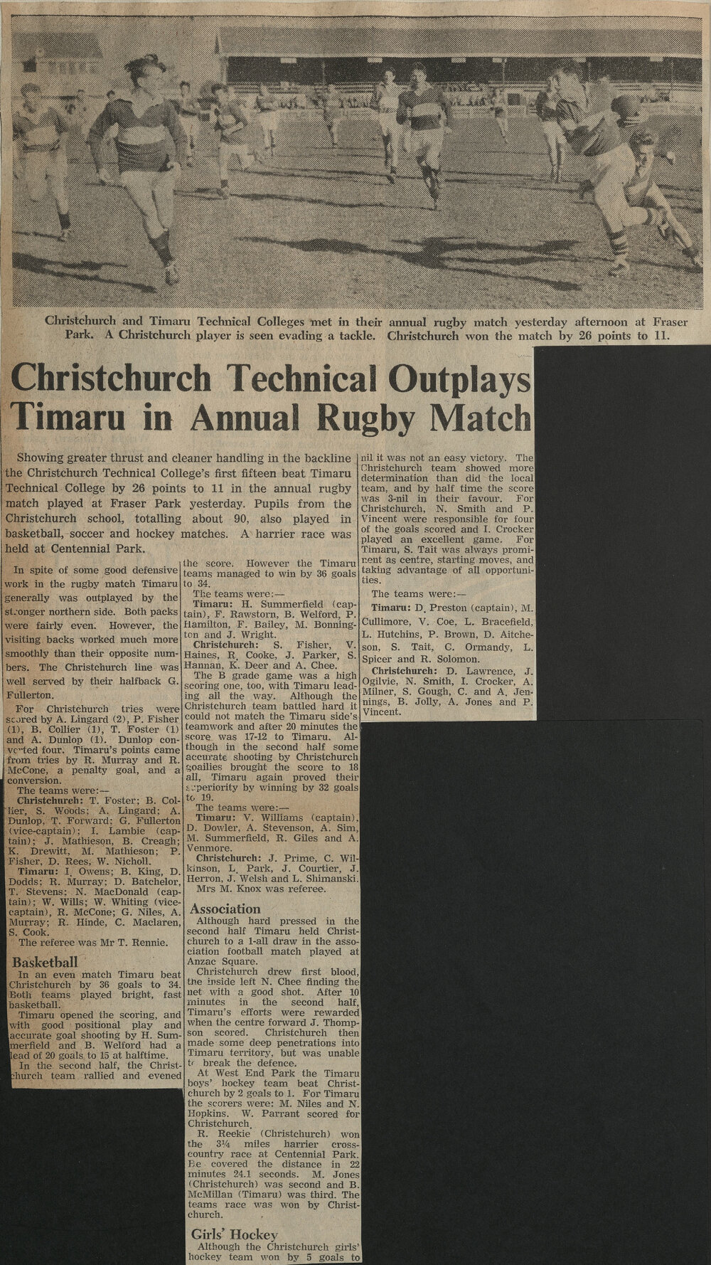 Christchurch Technical Outplays Timaru in Annual Rugby Match