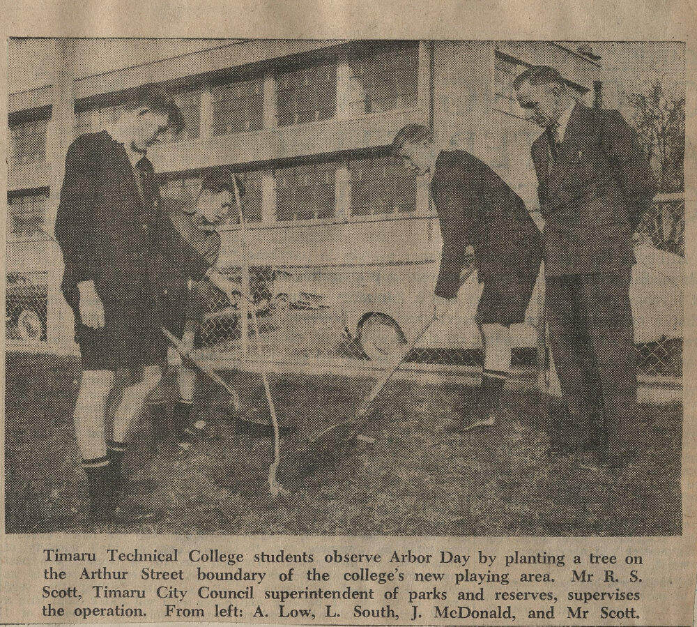 Timaru Technical College students observe Arbor Day