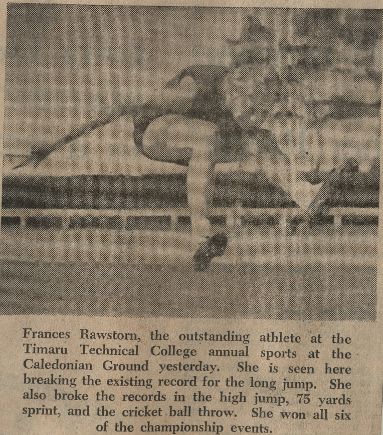 Francis Rawstron, the outstanding athlete at the Timaru Techncial College annual sports