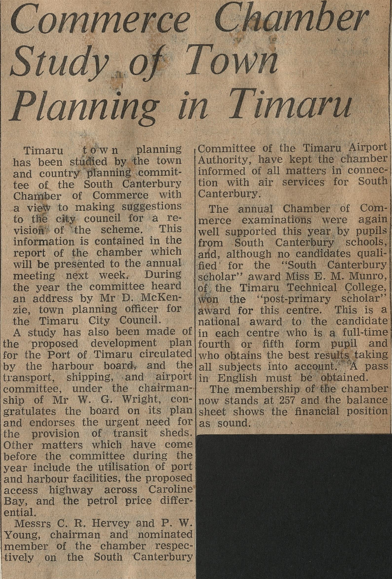 Commerce Chamber Study of Town Planning in Timaru