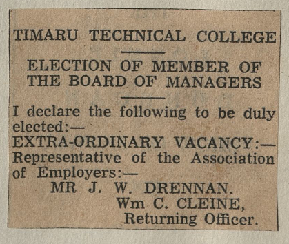 Timaru Technical College Election of Member of the Board of Managers